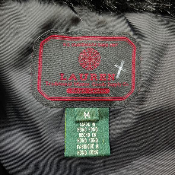 Lauren Ralph Lauren Black Quilted Puffer Vest Medium Faux Fur Collar Apres Ski - Picture 7 of 10